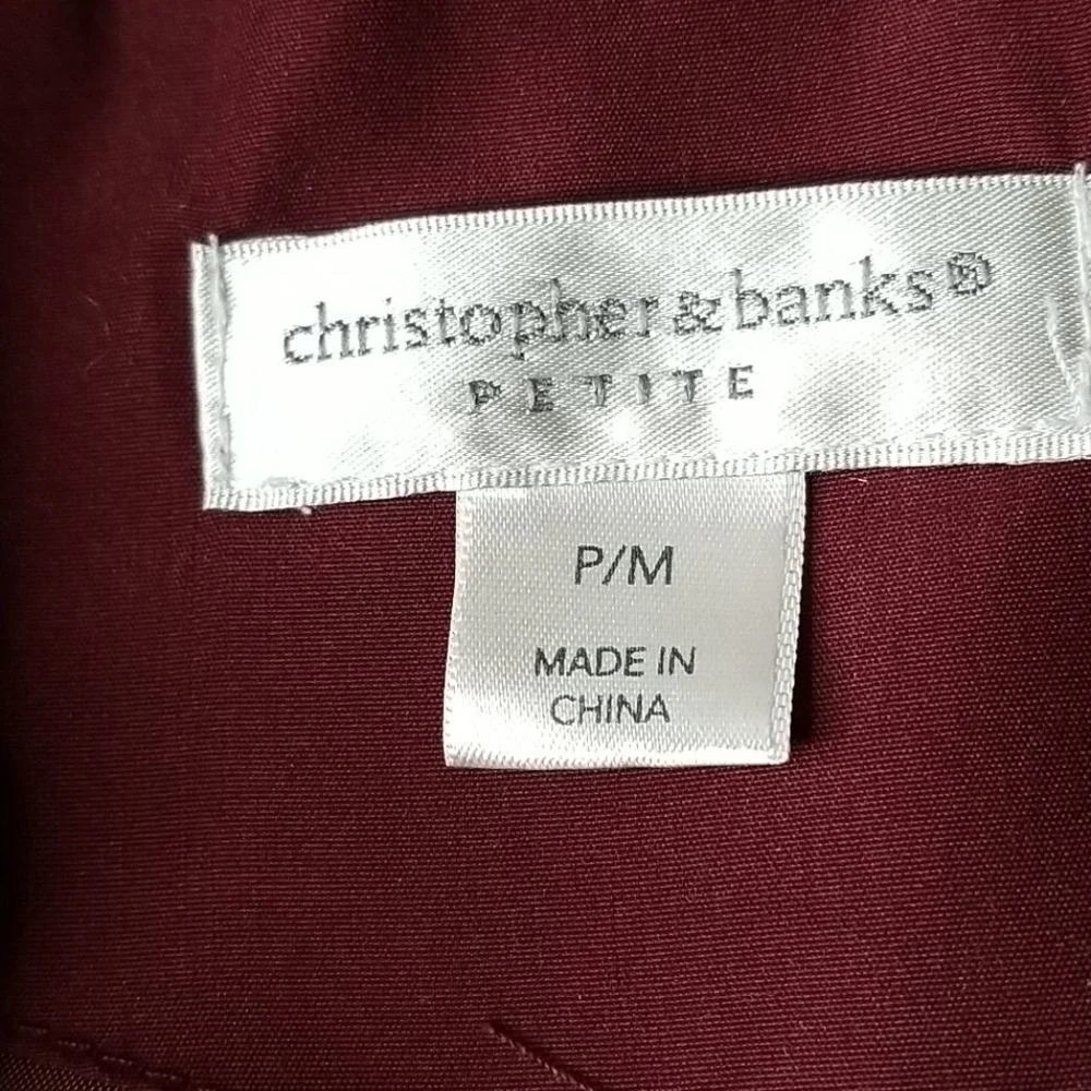 Christopher & Banks Burgundy Quilted‎ V…